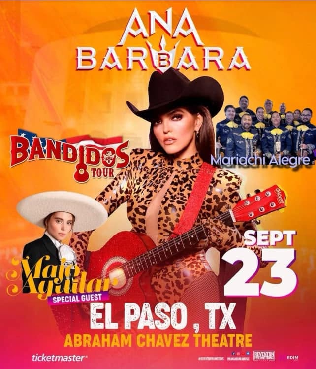 Ana Barbara Bandidos Tour poster featuring Mariachi Alegre